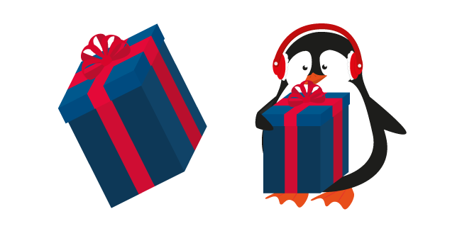 Navidad Pingüino y Caja de Regalo Cursor