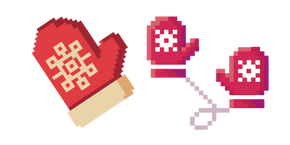 Red Winter Mittens Pixel Cursor