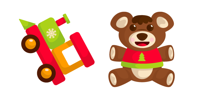 Christmas Presents Teddy Bear and Train Toy курсор