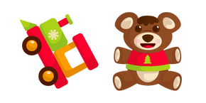 Navidad Oso de Peluche y Tren de Juguete cursor