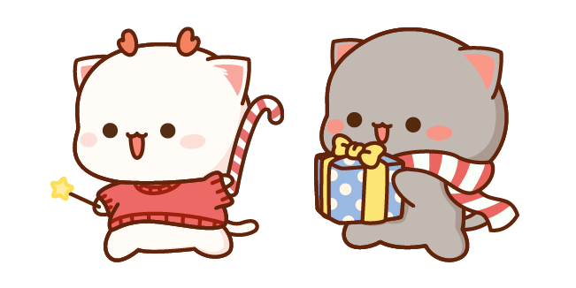 Kawaii Mochi Mochi Peach Cats Christmas Peach and Goma Cursor