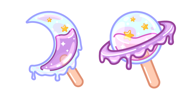 Cute Moon and Cosmic Planet Popsicles курсор