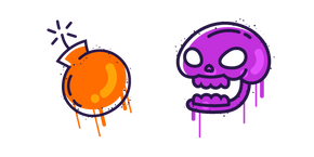 Graffiti Orange Bomb and Purple Skull Cursor