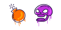 Orange Bomb and Purple Skull Graffiti Cursor