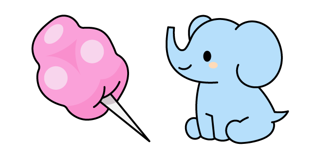 VSCO Girl Pink Cotton Candy and Blue Elephant Cursor