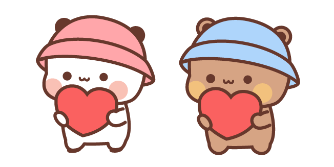 Kawaii Bubu and Dudu in Pink and Blue Hats Cursor