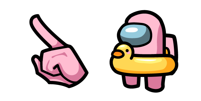 Among Us Pink Character with Swim Ring Duck Cursor