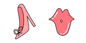 VSCO Girl Pink High-Heeled Shoe and Kiss Icon Cursor