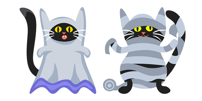 Halloween Black Cats Ghost and Mummy Cursor