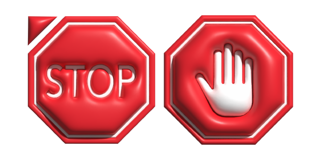 Simple 3D Red Stop Signs Cursor