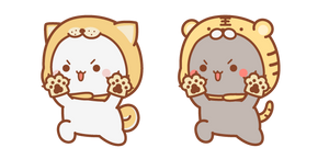 Kawaii Mochi Mochi Peach and Goma Cats in Dog and Tiger Costumes Cursor