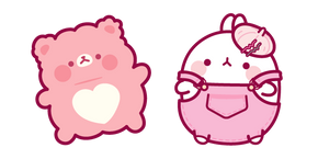 Molang et Ours en Peluche Rose Curseur