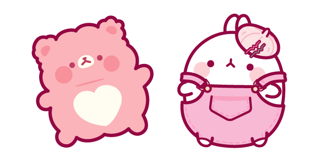 Molang y Oso de Peluche Rosa Cursor