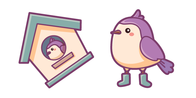 Kawaii Birdhouse and Bird in Boots Cursor