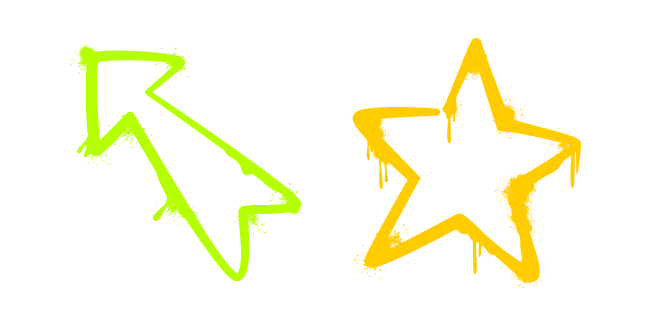 Graffiti Green Arrow and Yellow Star Cursor