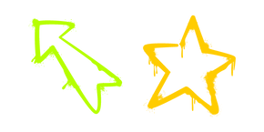 Курсор Graffiti Green Arrow and Yellow Star