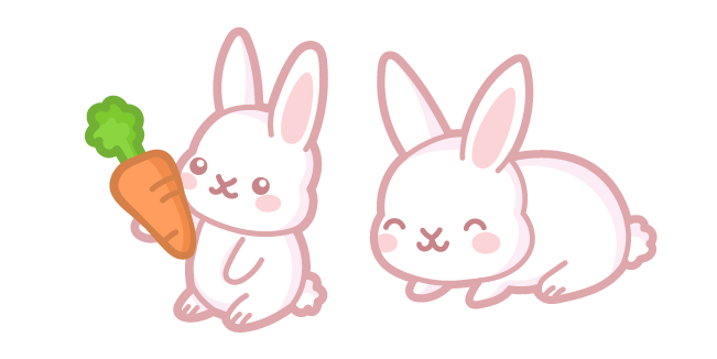 Kawaii Conejito Blanco y Zanahoria Cursor