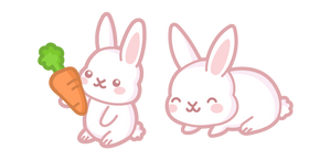 Kawaii White Bunny and Carrot Cursor