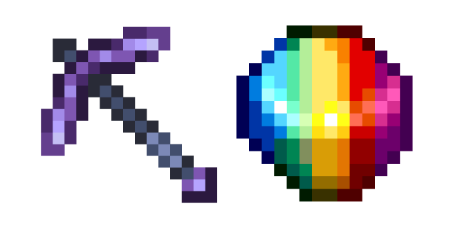 Stardew Valley Iridium Pickaxe and Prismatic Shard Cursor