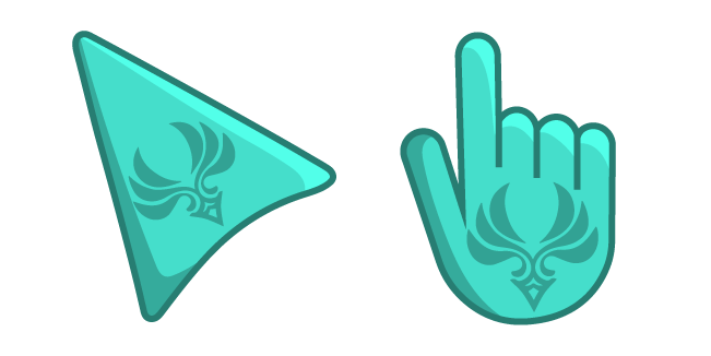 Genshin Impact Anemo on Turquoise Background Cursor