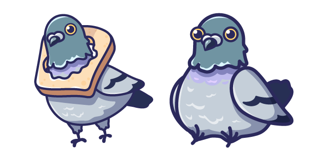 Kawaii Pigeon with Bread курсор