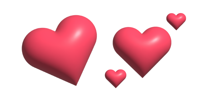 Simple 3D Pink Hearts Cursor