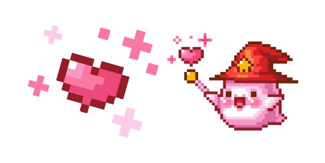 Cœur Rose et Fantôme Cupidon Pixel Cursor