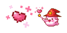 Cœur Rose et Fantôme Cupidon Pixel Curseur