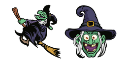 Halloween Witch on Broomstick Curseur