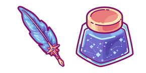 Cute Cosmic Feather Pen and Ink Jar Cursor