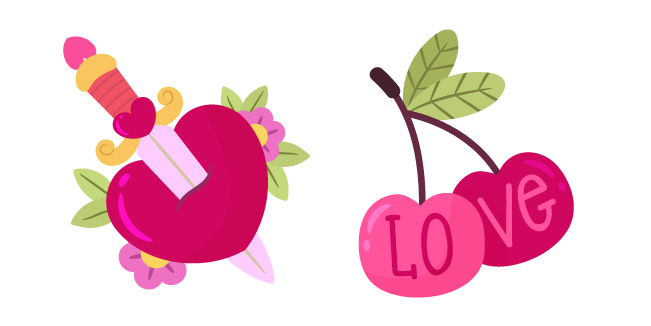 Valentine's Day Heart with Dagger and Cherries Cursor