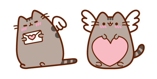 Pusheen Cupid and Love Letter Cursor