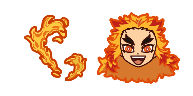 Chibi Demon Slayer Kyojuro Rengoku and Flame курсор