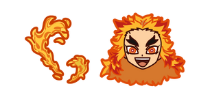 Chibi Demon Slayer Kyojuro Rengoku et Flamme Curseur