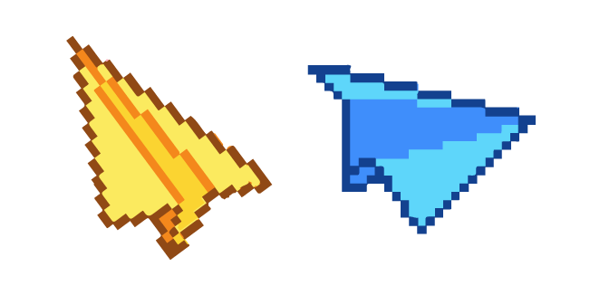 Yellow and Blue Paper Planes Pixel курсор