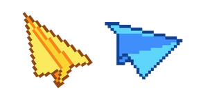 Yellow and Blue Paper Planes Pixel Cursor