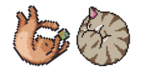 Brown and Gray Cats Pixel Cursor