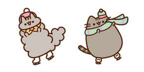 Pusheen and Stormy Ice Skating Cursor