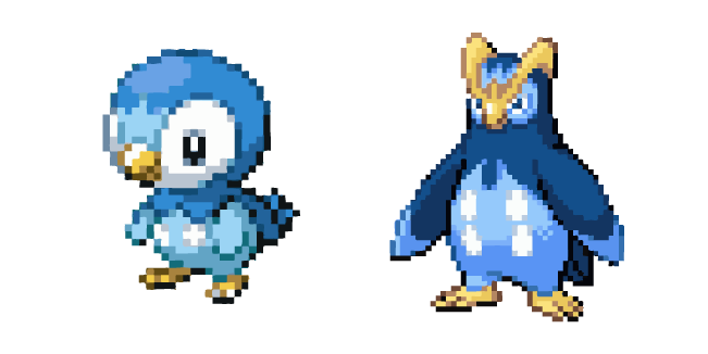 Pokemon Piplup and Prinplup Pixel Cursor