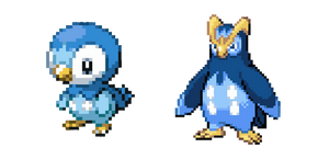 Pokemon Piplup y Prinplup Pixel cursor