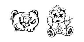 Graffiti Black and White Teddy Bear Cursor