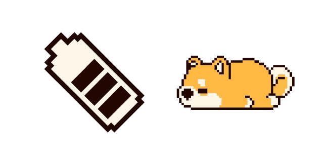 Battery and Tired Puppy Pixel Cursor