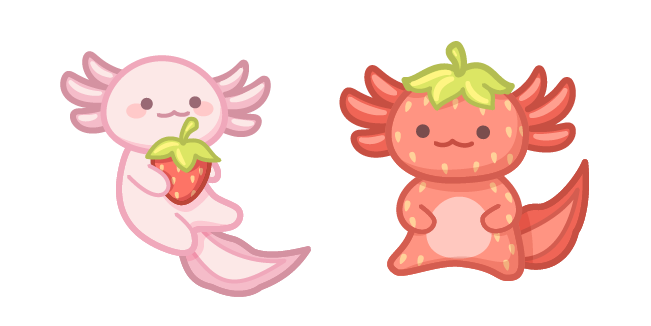 Cute Axolotls aux Fraises Cursor