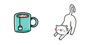 VSCO Girl Green Mug and White Cat Cursor