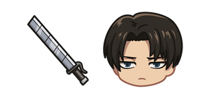 Chibi Attack on Titan Levi Ackerman and Sword Cursor