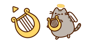 Pusheen Angel and Harp Cursor