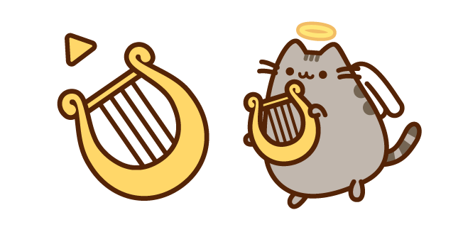 Pusheen Angel and Harp Cursor