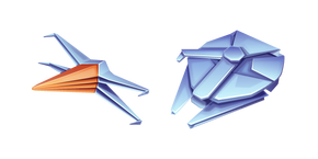 Origami X-Wing Starfighter and Millennium Falcon Cursor