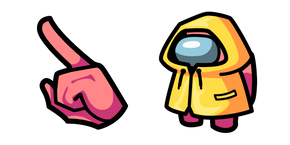 Among Us Personaje Rosa con un Impermeable Amarillo cursor