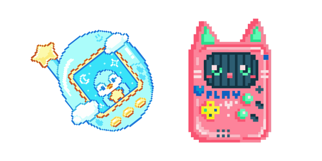 Blue and Pink Tamagotchi Pixel курсор